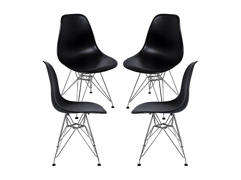 Pack 4 Sillas Tower Metálicas - Negro