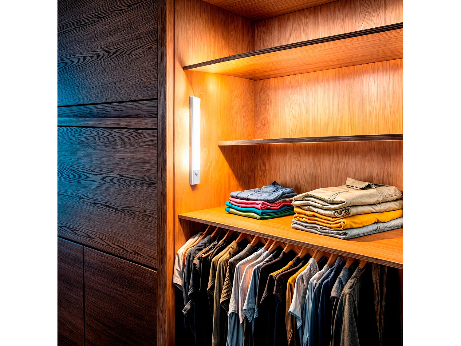 Barre LED 25cm avec Détecteur de Mouvement et Batterie Rechargeable USB C (3000K - 4000K - 6000K) Sélectionnable (chaud-neutre-froid)