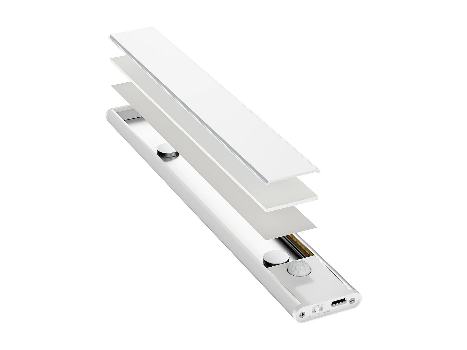 Barre LED 25cm avec Détecteur de Mouvement et Batterie Rechargeable USB C 3000K - 4000K - 6000K Sélectionnable (chaud-neutre-froid)