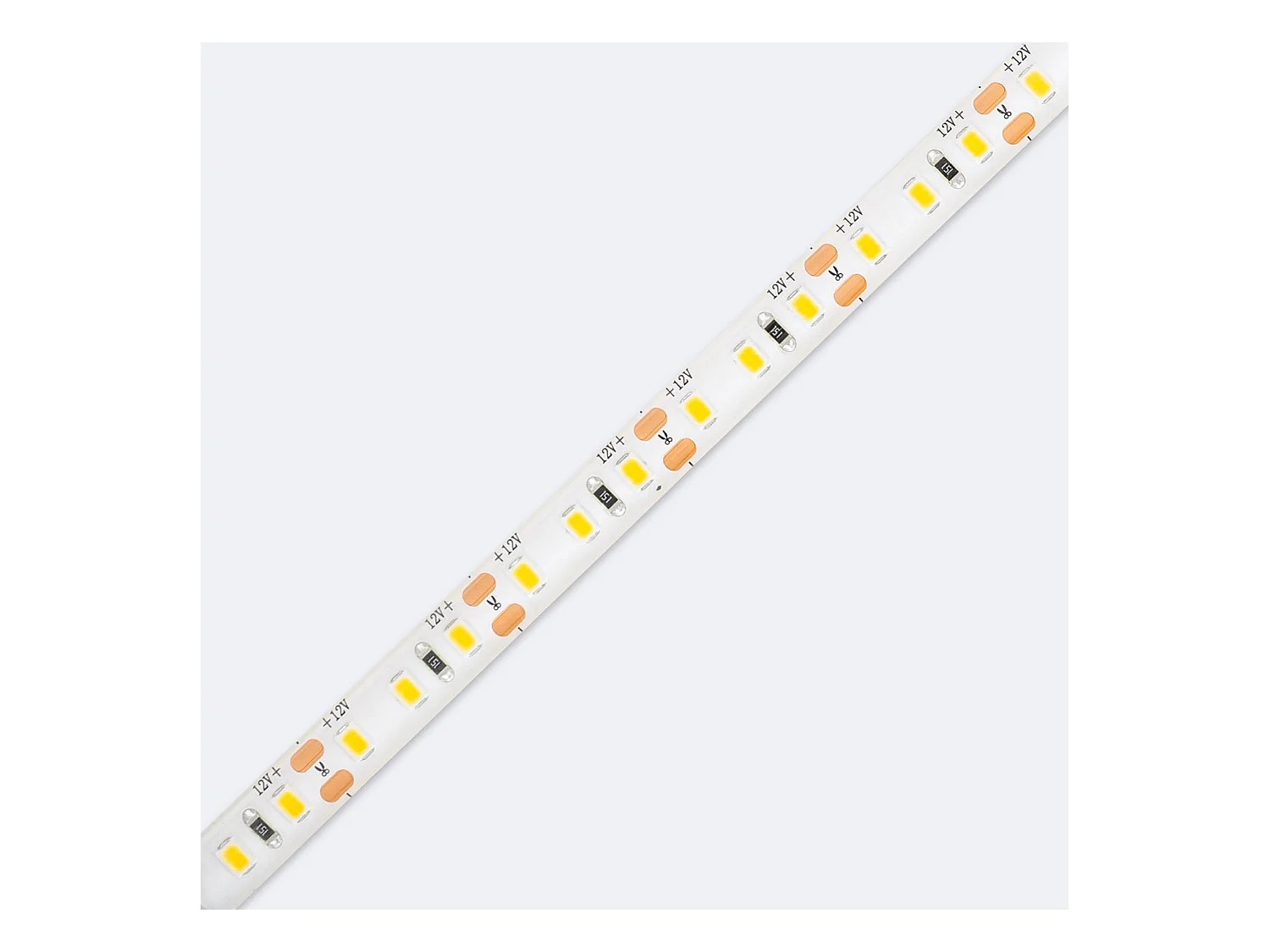 Ruban LED 12V SMD 120 LED/m 5m 10W/m 1000lm/m Largeur 8mm Coupe 2.5cm IP65 2200K Super chaud