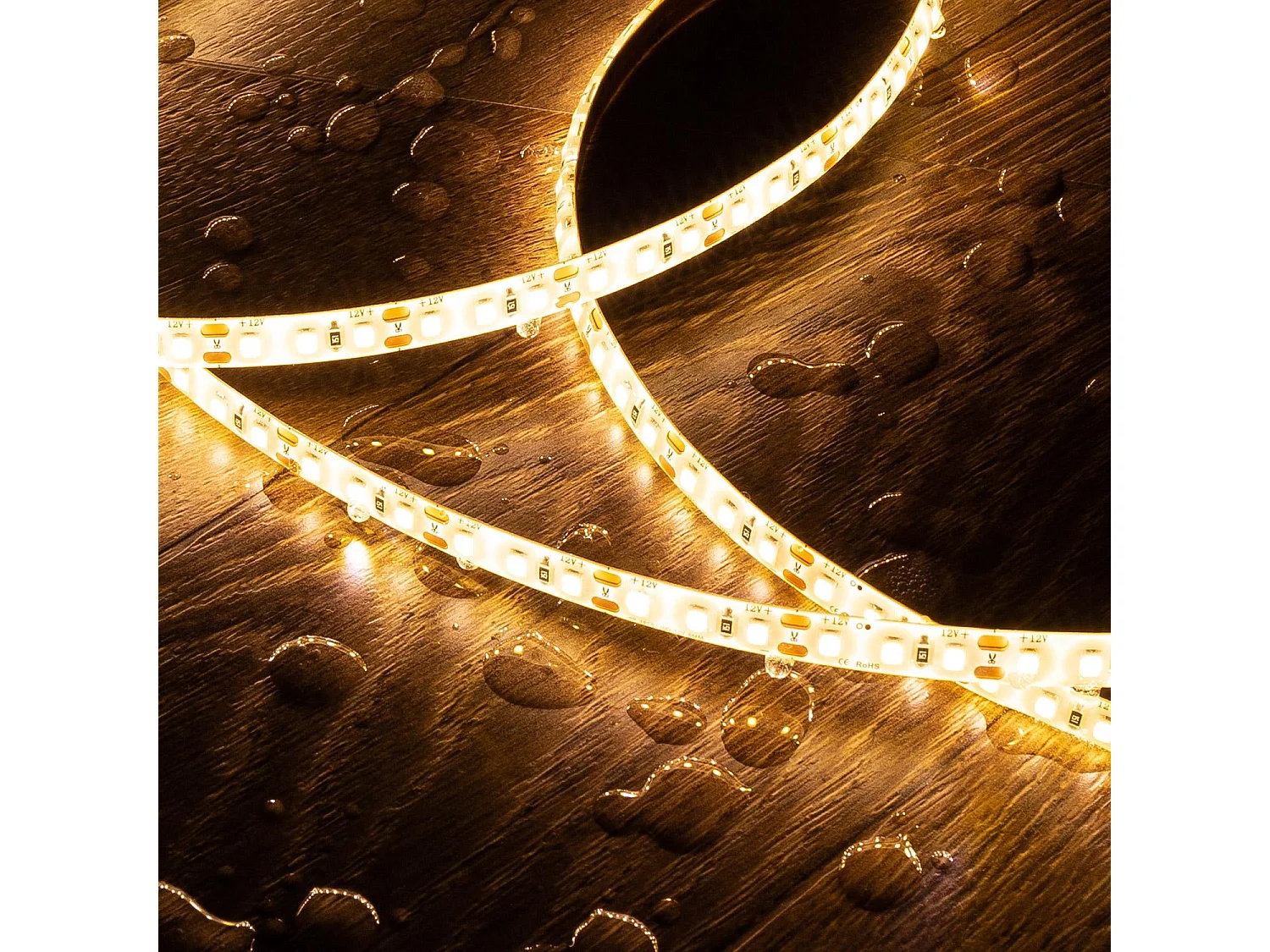 Ruban LED 12V SMD 120 LED/m 5m 10W/m 1000lm/m Largeur 8mm Coupe 2.5cm IP65 2200K Super chaud