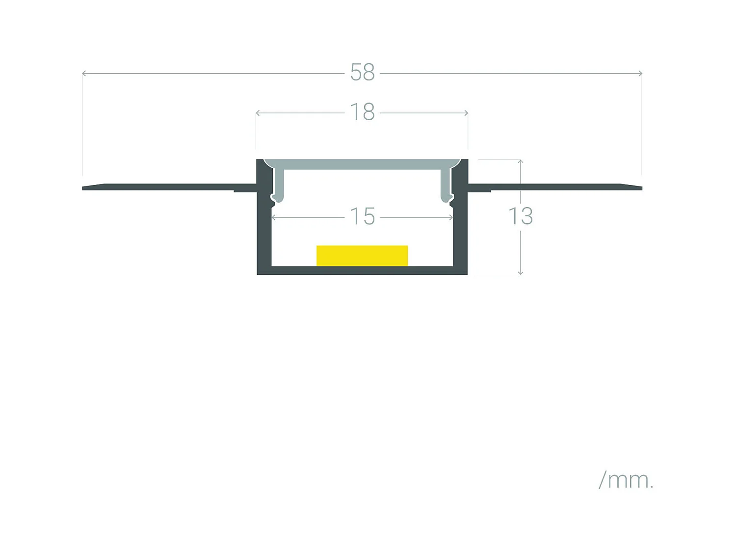 Profilo in Alluminio da Incasso in Cartongesso 1m per Striscia LED Coperchio Nero