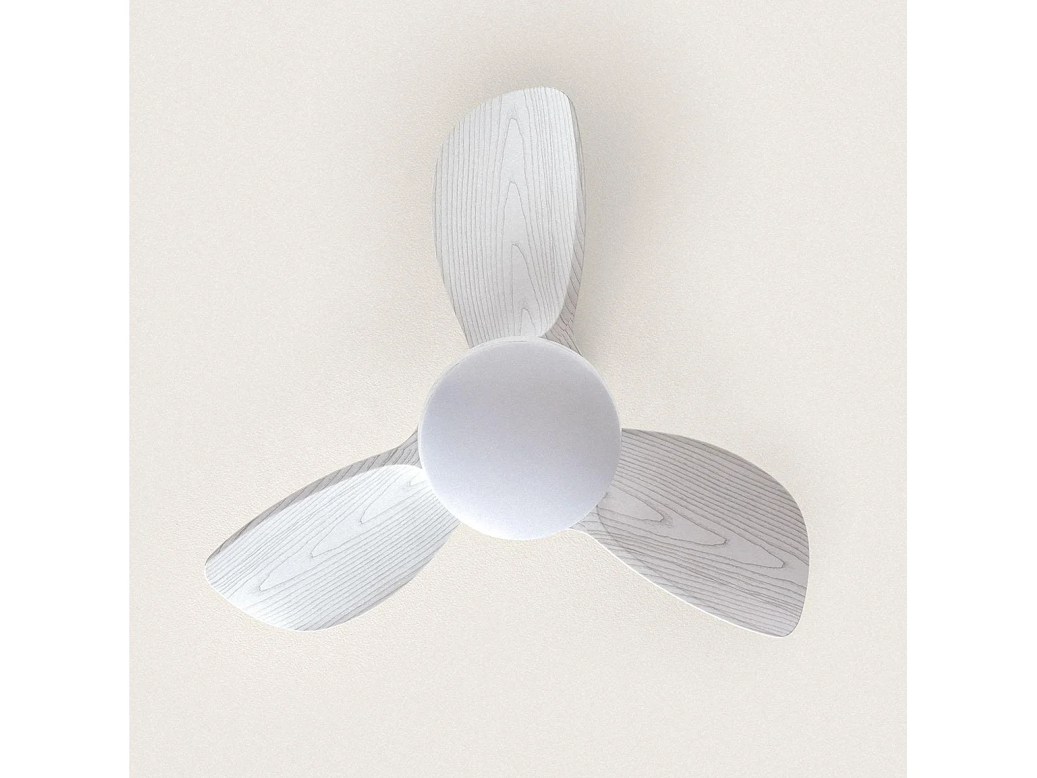 Ventilateur de Plafond Silencieux Poros 35W 76cm Moteur DC Bois blanc  Avec lumière, Télécommande, Wifi: True