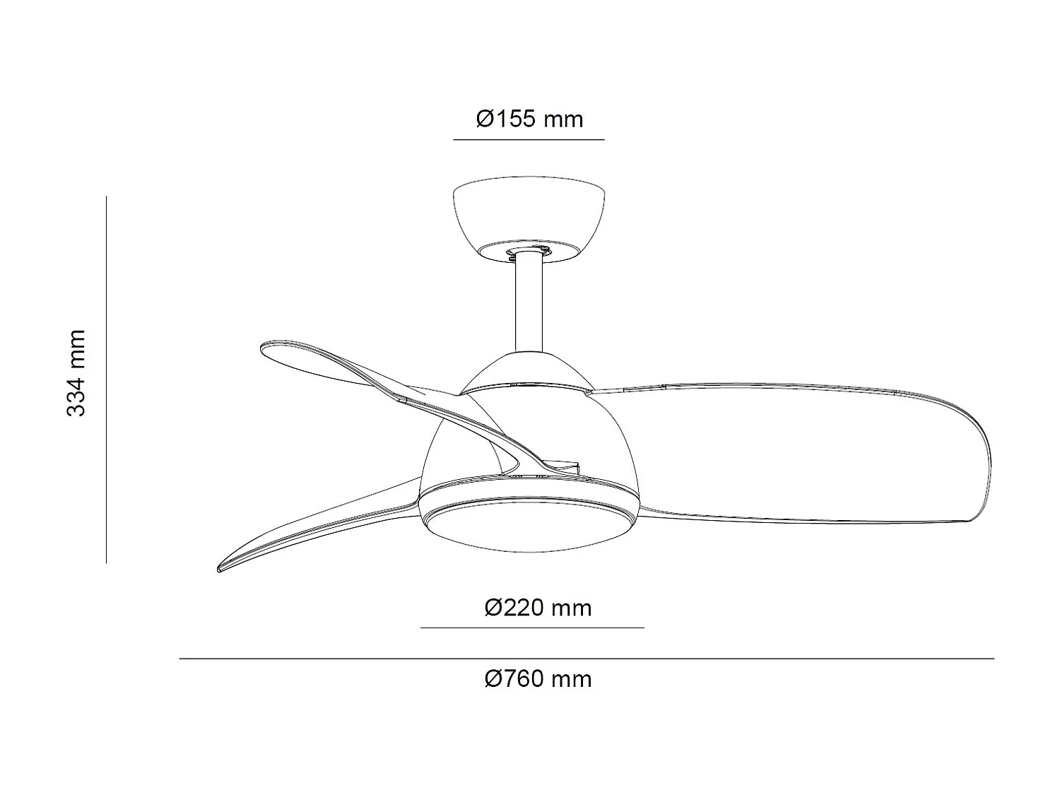 Ventilateur de Plafond Silencieux Poros 35W 76cm Moteur DC Bois blanc  Avec lumière, Télécommande, Wifi: True