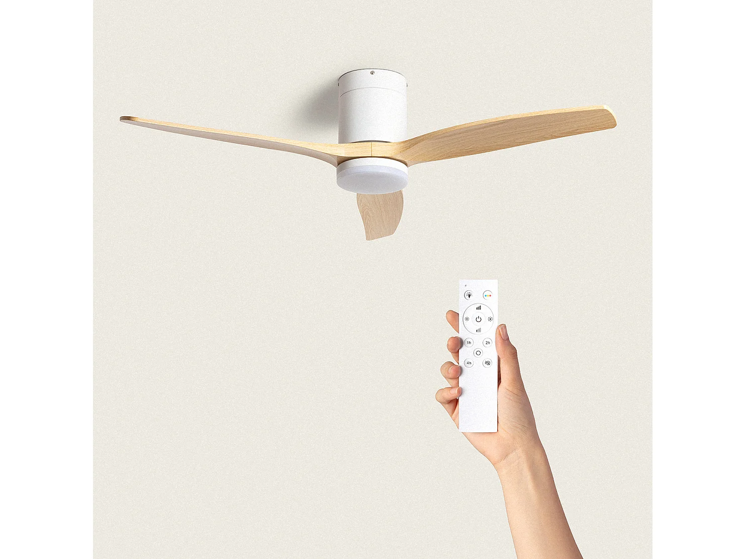 Ventilatore da Soffitto Silenzioso Angistri Bianco 132cm Motore DC Bianco CCT Con Luce, Telecomando, Wifi: False