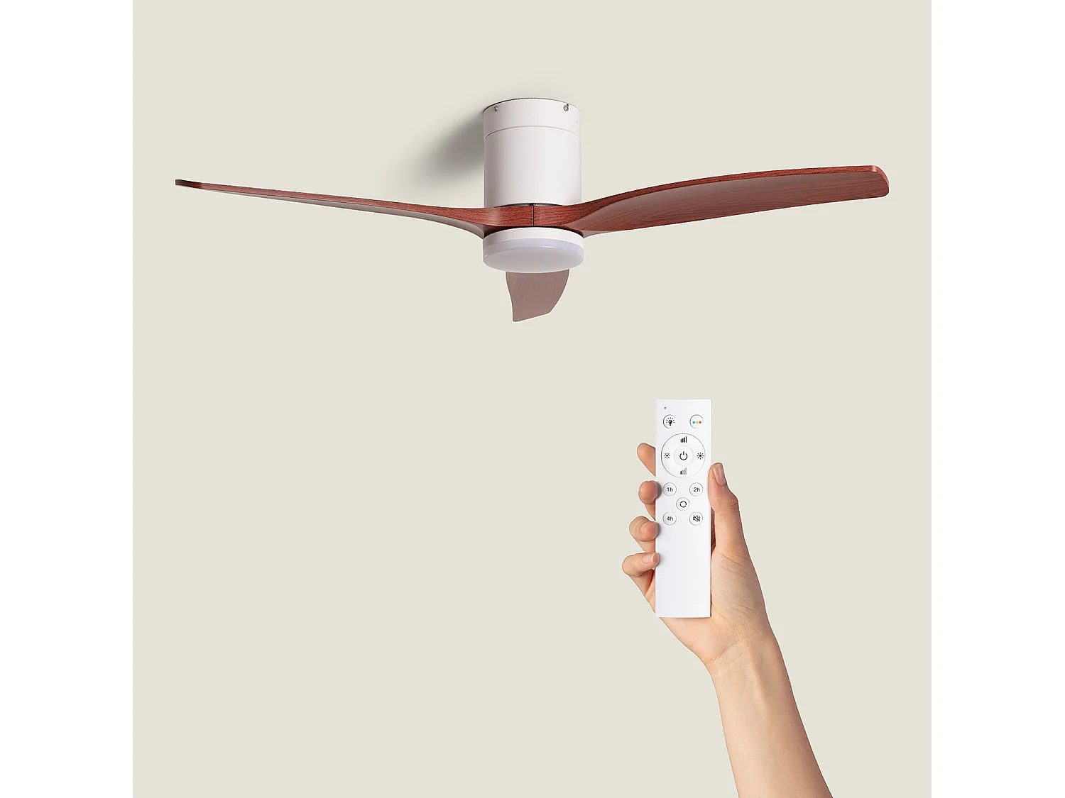 Ventilatore da Soffitto Silenzioso Angistri Bianco 132cm Motore DC Bianco CCT Con Luce, Telecomando, Wifi: False