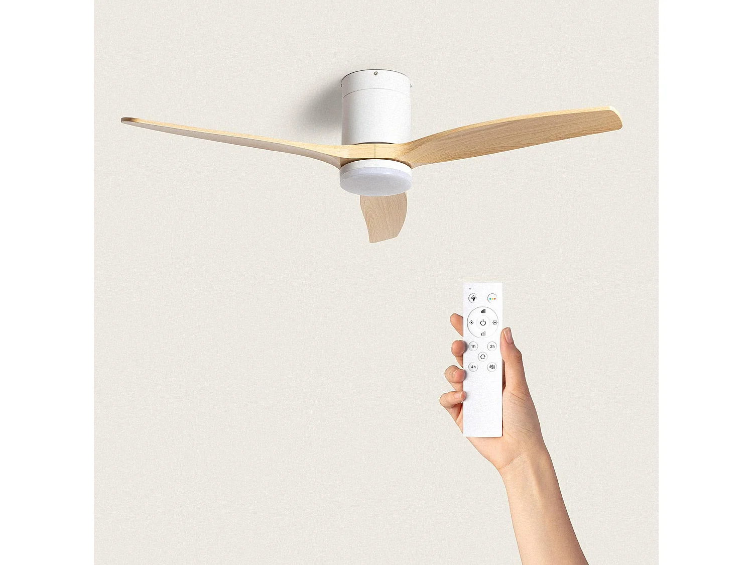 Ventilatore da Soffitto Silenzioso Angistri Bianco 132cm Motore DC Bianco CCT Con Luce, Telecomando, Wifi: False