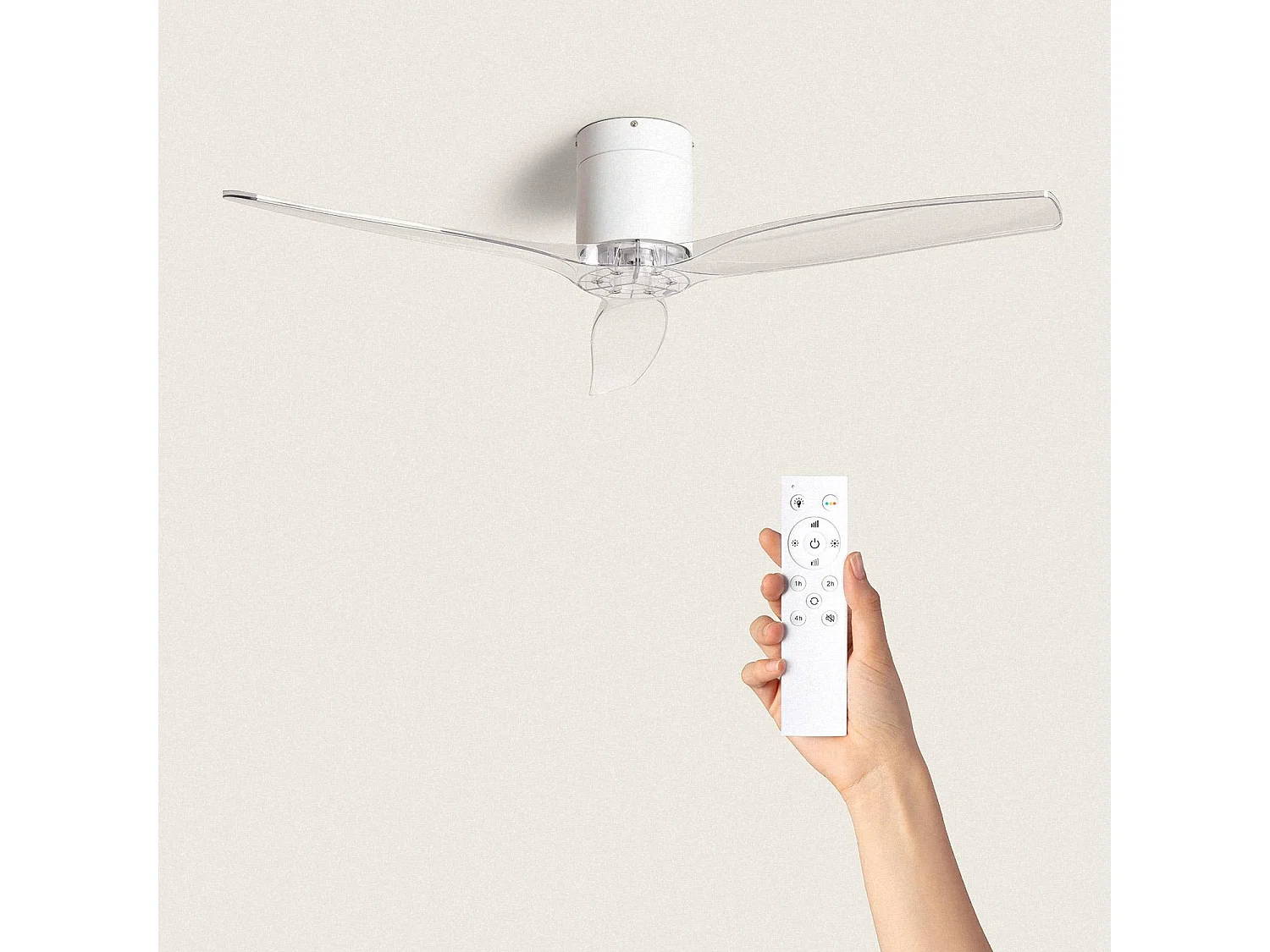 Ventilatore da Soffitto Silenzioso Angistri Bianco 132cm Motore DC Bianco CCT Con Luce, Telecomando, Wifi: False