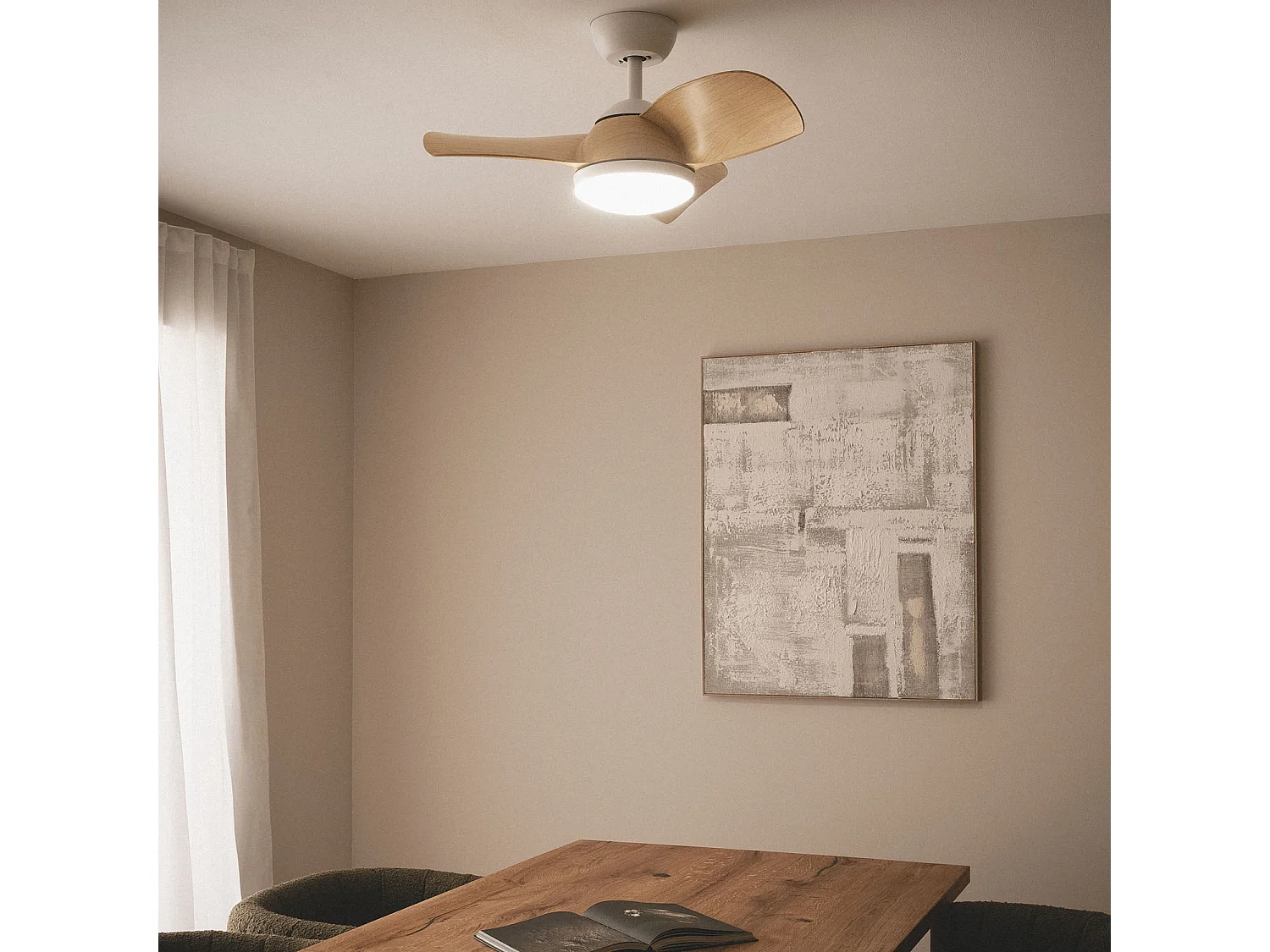 Ventilador de Techo Silencioso Poros 76cm Motor DC Blanco Con Luz Mando a Distancia Wifi: False