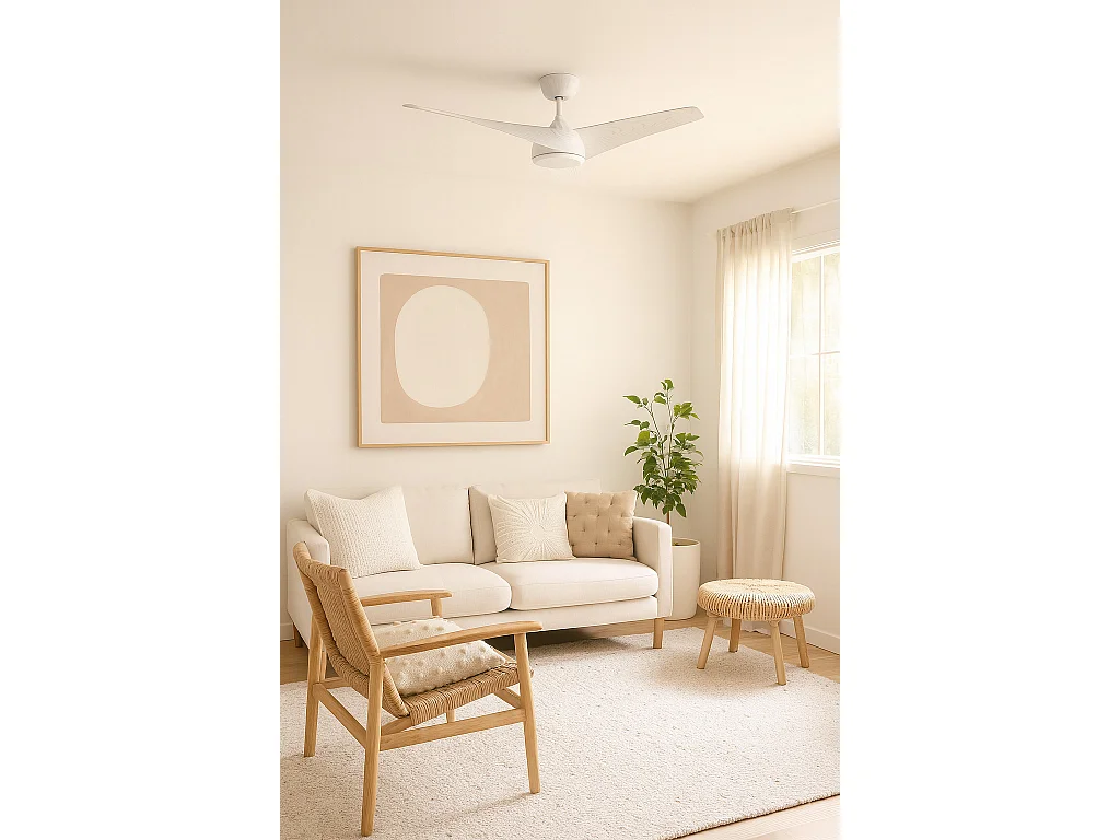 Ventilateur de Plafond Silencieux Eubea 132cm Moteur DC Bois blanc  Sans lumière, Télécommande, Wifi: False