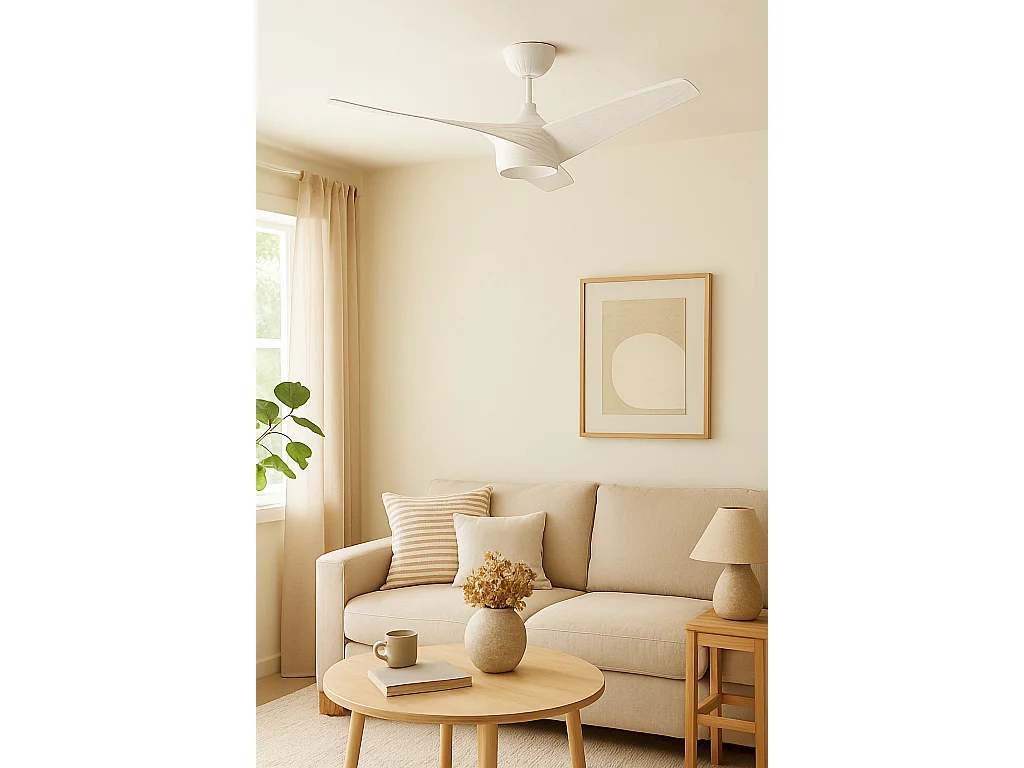 Ventilador de Techo Silencioso Eubea 132cm Motor DC Madera Blanca Sin Luz Mando a Distancia Wifi: False