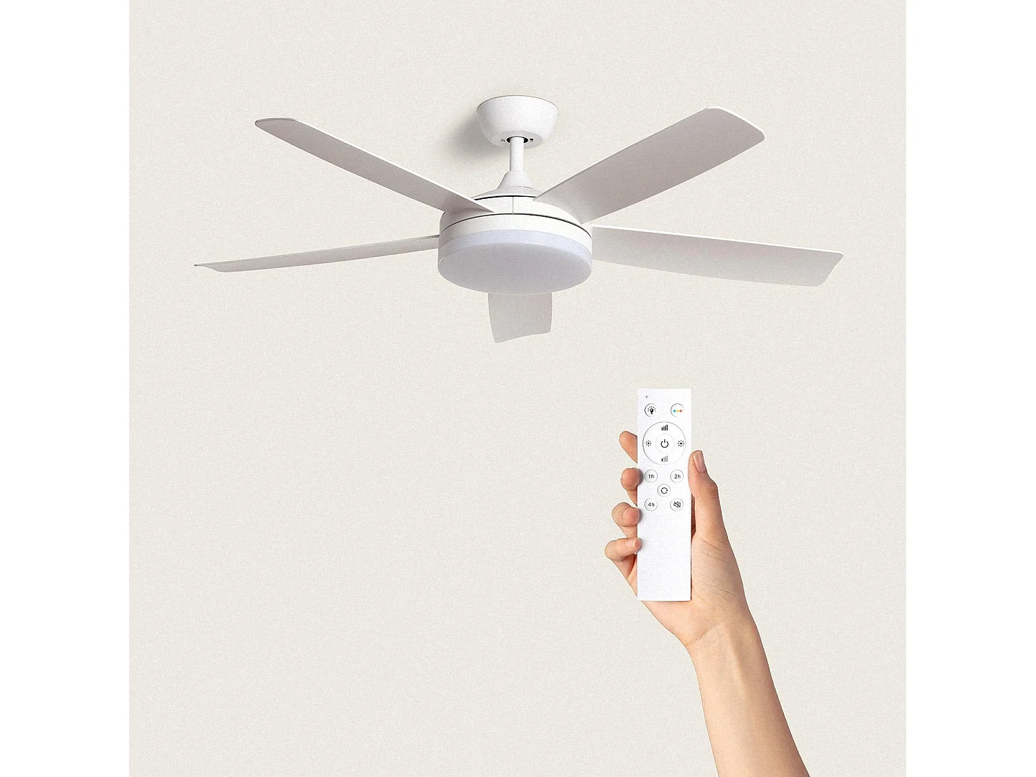 Ventilador de Techo Silencioso Patroclo Blanco 132cm Motor DC Blanco Con Luz Mando a Distancia Wifi: False
