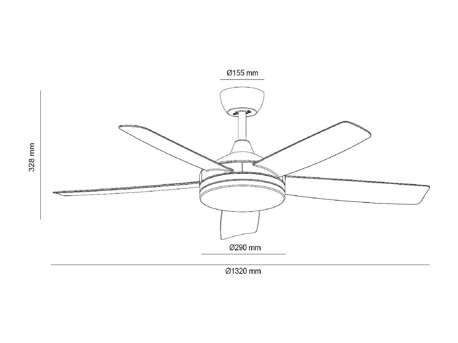 Ventilateur de Plafond Silencieux Patroclo Blanc 132cm Motor DC Blanc  Avec lumière, Télécommande, Wifi: False