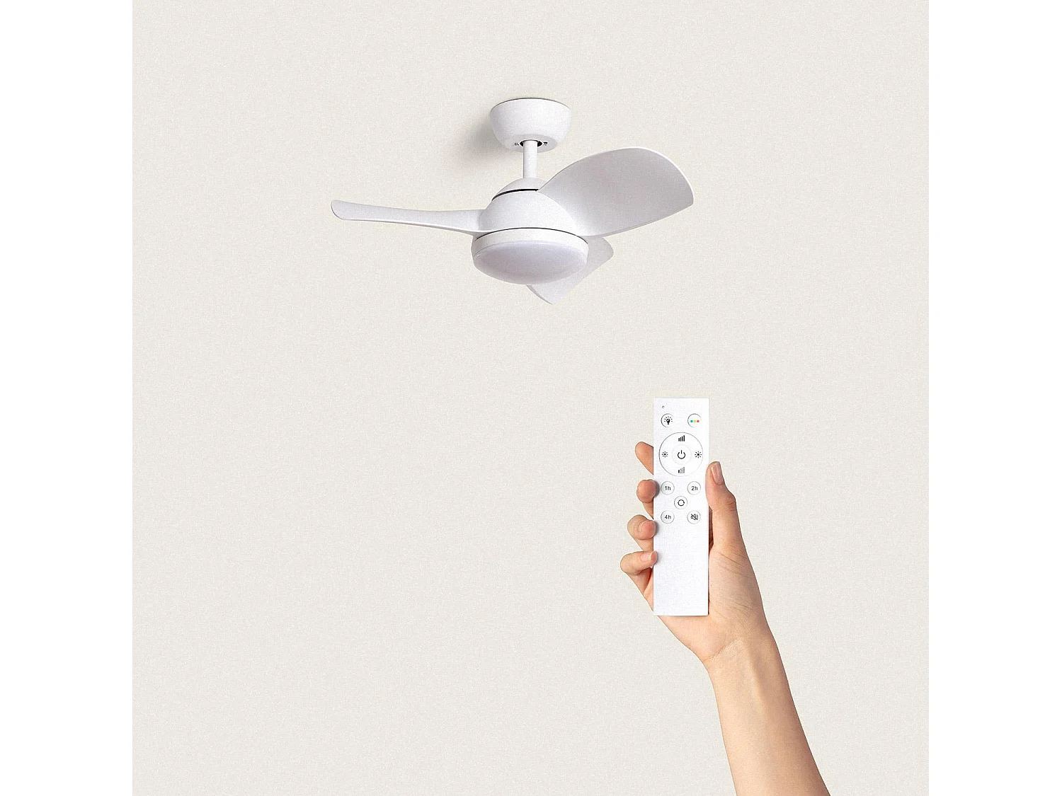 Ventilateur de Plafond Silencieux Poros 35W 76cm Moteur DC Blanc  Avec lumière, Télécommande, Wifi: False