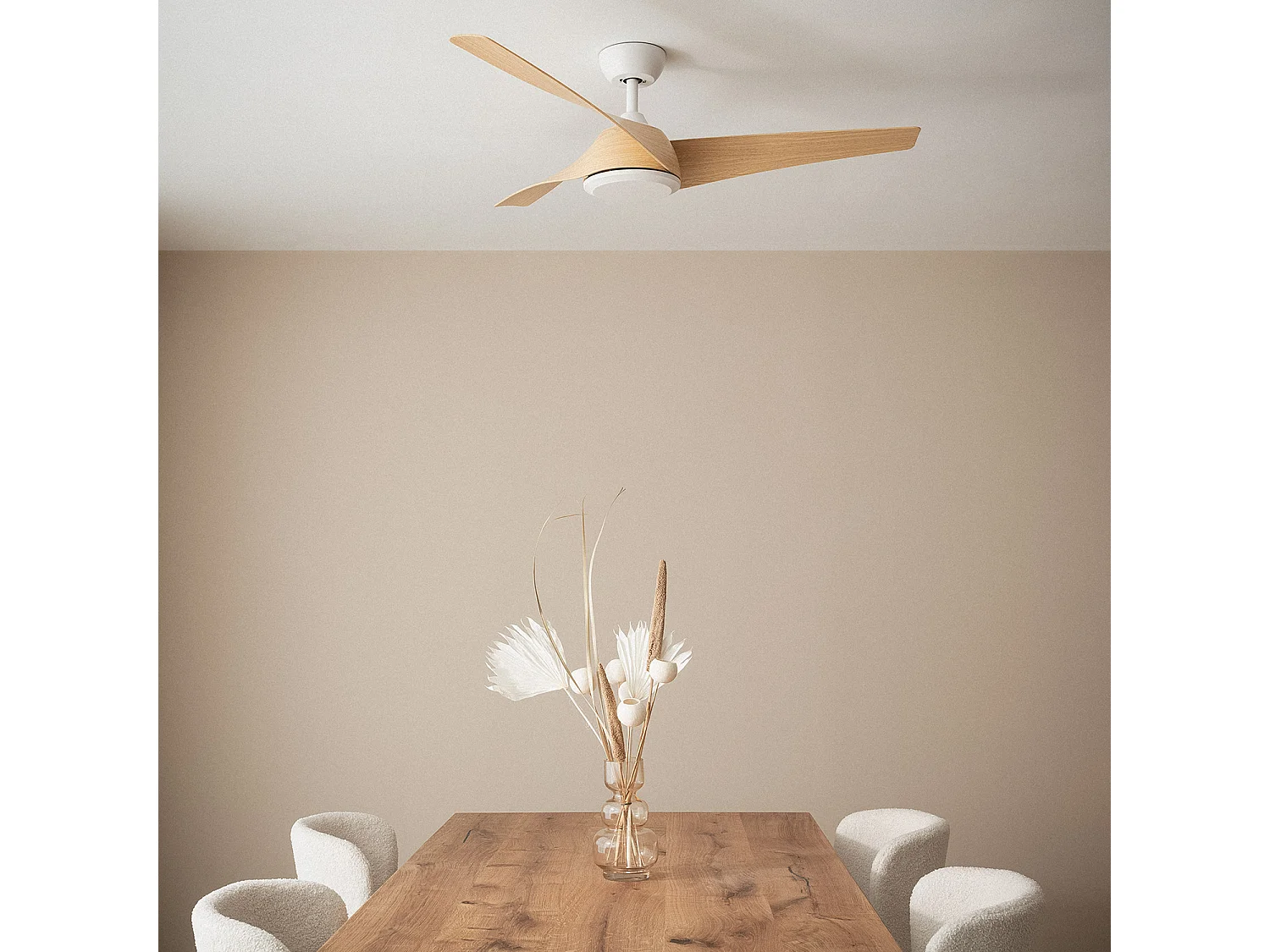 Ventilateur de Plafond Silencieux Eubea 132cm Moteur DC Blanc  Sans lumière, Télécommande, Wifi: False