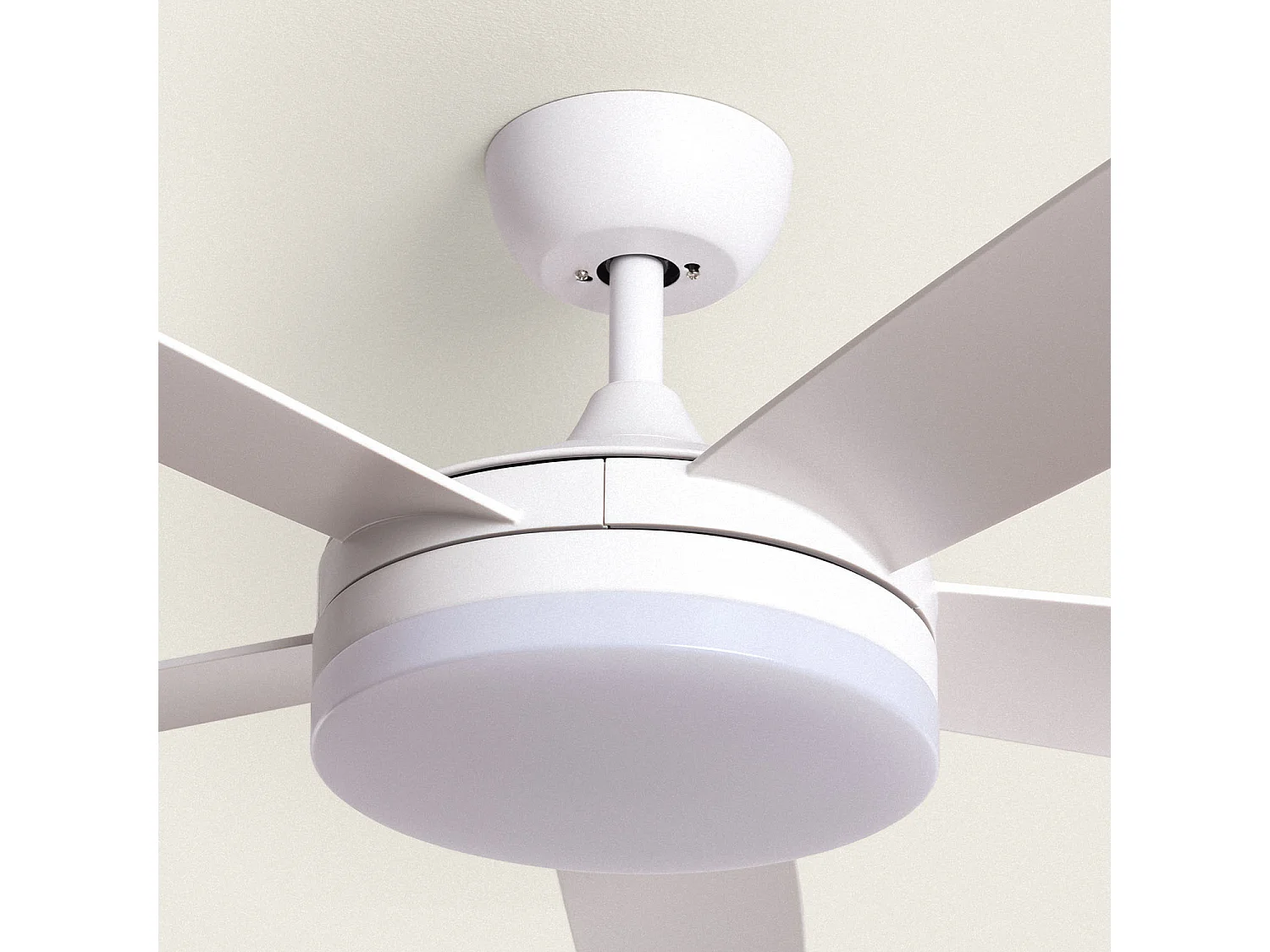 Ventilateur de Plafond Silencieux Patroclo Blanc 132cm Motor DC Blanc  Avec lumière, Télécommande, Wifi: True