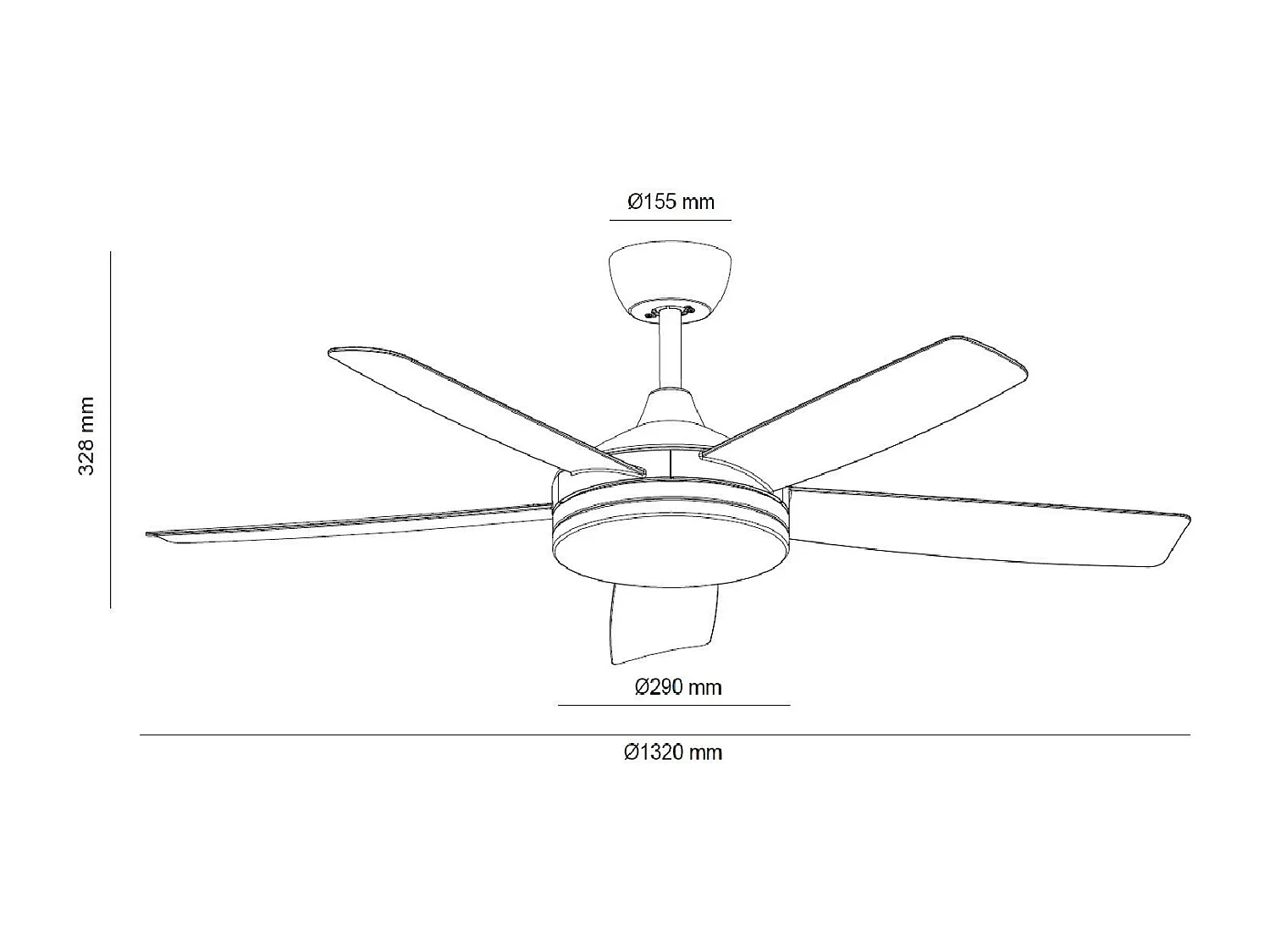 Ventilateur de Plafond Silencieux Patroclo Blanc 132cm Motor DC Blanc  Avec lumière, Télécommande, Wifi: True