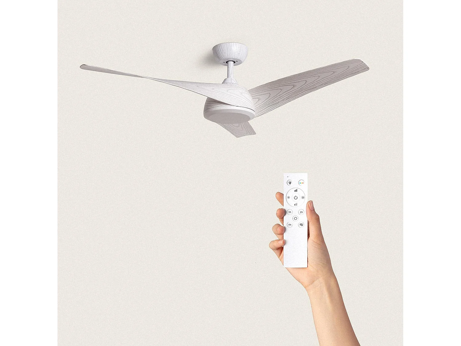 Ventilador de Techo Silencioso Eubea 132cm Motor DC Madera Blanca Sin Luz Controlador de Pared + Mando Wifi: False