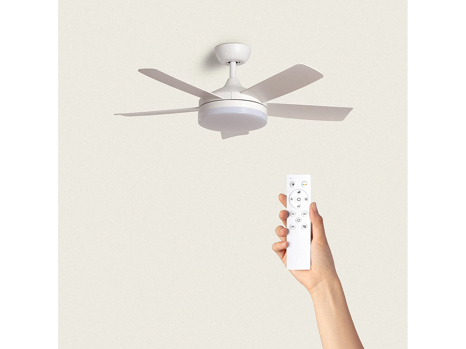 Ventilateur de Plafond Silencieux Patroclo Blanc 106cm Motor DC Blanc CCT Avec lumière, Télécommande, Wifi: False
