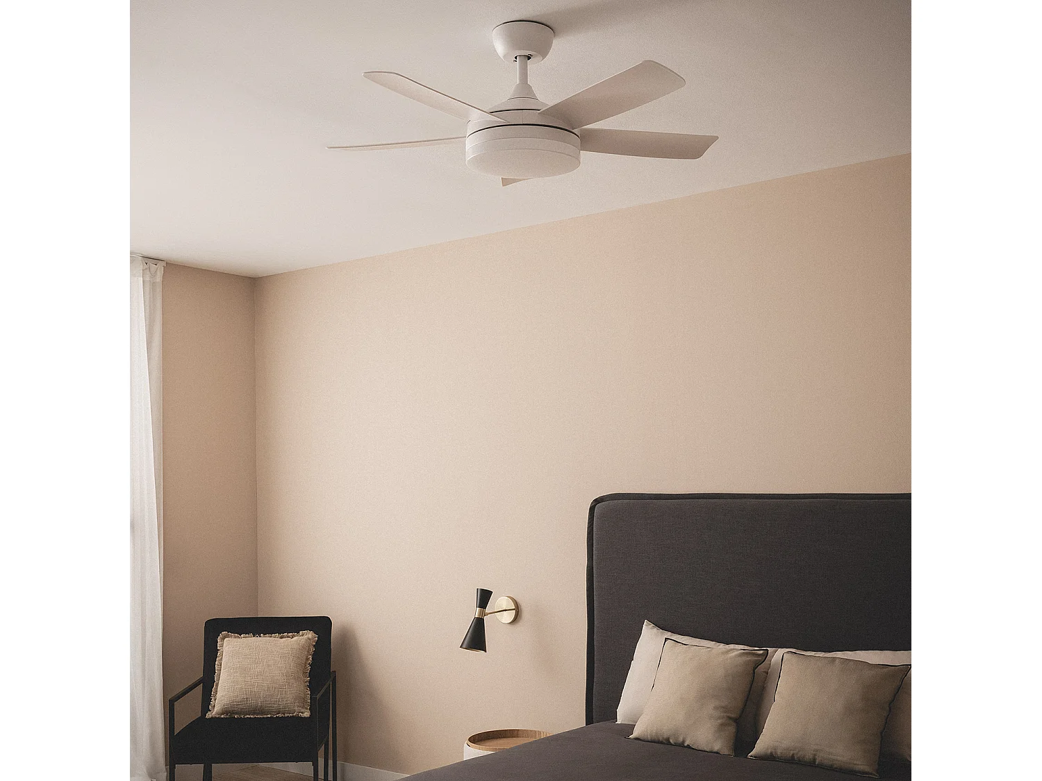 Ventilateur de Plafond Silencieux Patroclo Blanc 106cm Motor DC Blanc CCT Avec lumière, Télécommande, Wifi: False