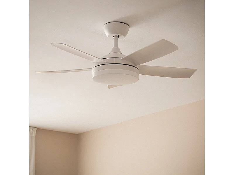 Ventilateur de Plafond Silencieux Patroclo Blanc 106cm Motor DC Blanc CCT Avec lumière, Télécommande, Wifi: False