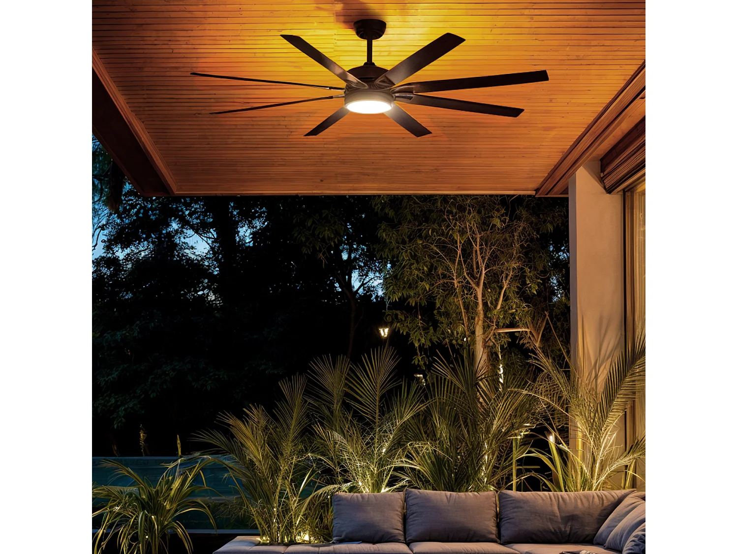 Ventilateur de Plafond Silencieux Hidra Noir 165cm Motor DC   Avec lumière, Contrôleur mural + télécommande, Wifi: True