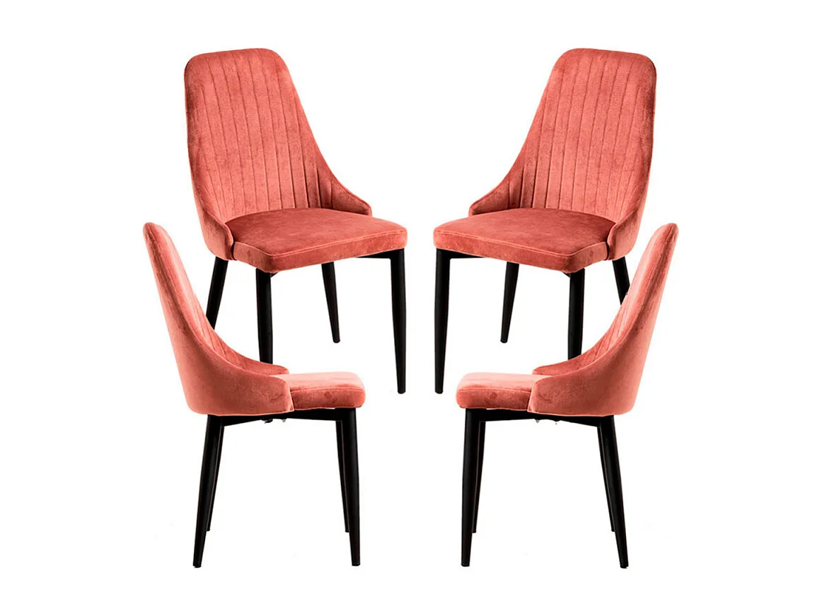 Packs Sillas Comedor - Pack 4 Sillas Kan Terciopelo - Rosa