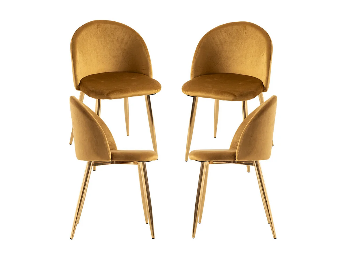 Packs Sillas Comedor - Pack 4 Sillas Vint Terciopelo Golden - Amarillo