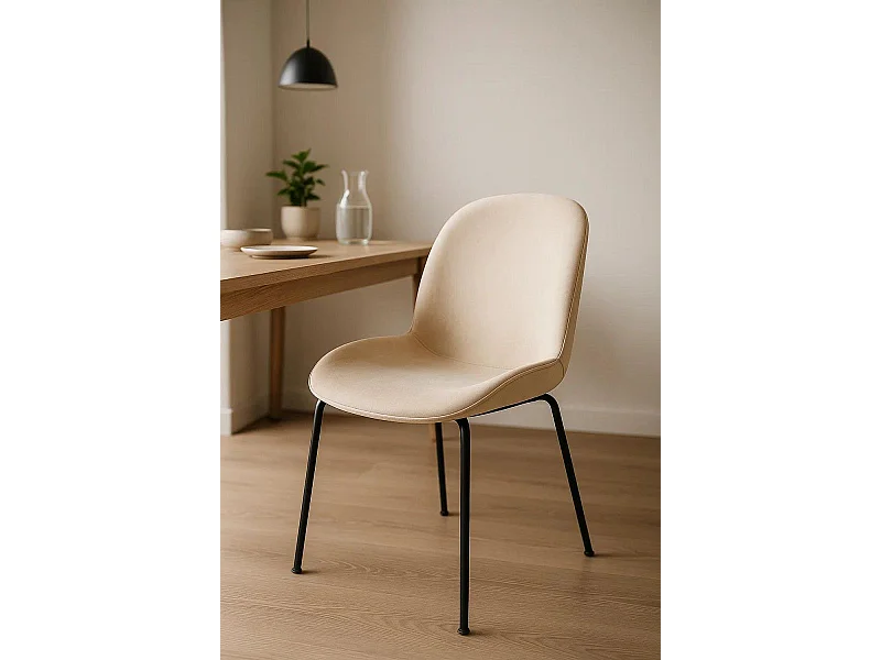Sillas Comedor - Silla Bille Black Terciopelo - Beige