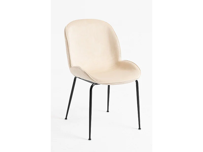 Sillas Comedor - Silla Bille Black Terciopelo - Beige