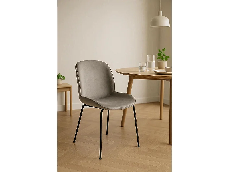 Sillas Comedor - Silla Bille Black Terciopelo - Gris claro