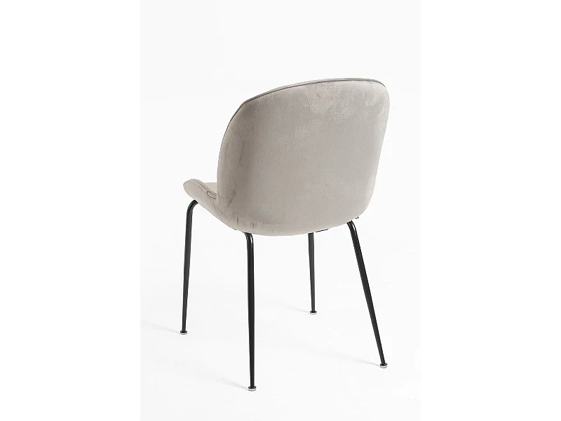 Sillas Comedor - Silla Bille Black Terciopelo - Gris claro