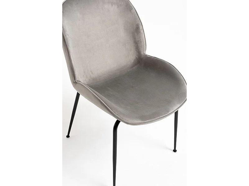 Sillas Comedor - Silla Bille Black Terciopelo - Gris claro