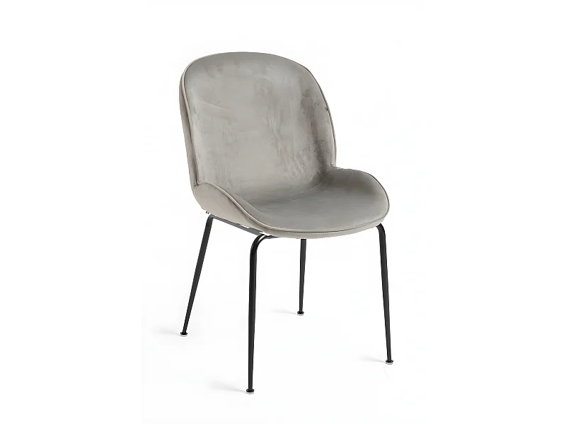 Sillas Comedor - Silla Bille Black Terciopelo - Gris claro