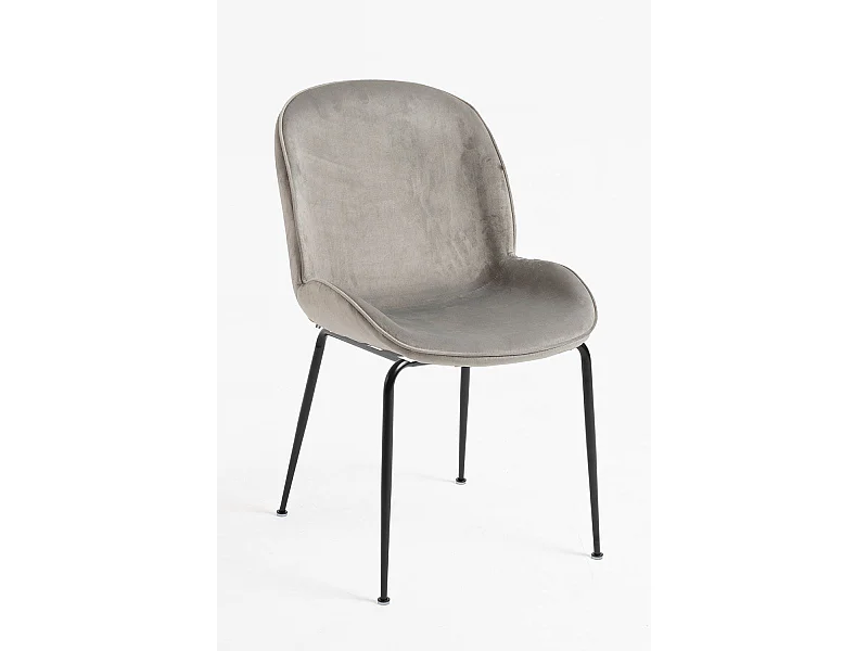 Sillas Comedor - Silla Bille Black Terciopelo - Gris claro