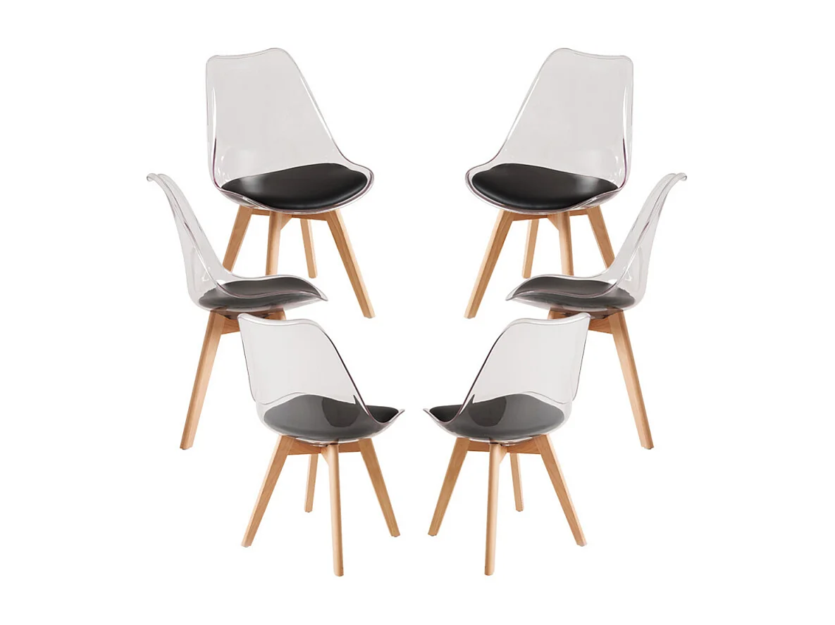 Packs Sillas Comedor - Pack 6 Sillas Synk Transparente Asiento - Negro