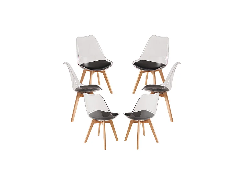 Packs Sillas Comedor - Pack 6 Sillas Synk Transparente Asiento - Negro