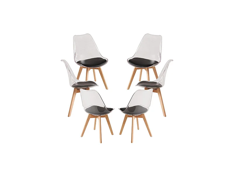 Packs Sillas Comedor - Pack 6 Sillas Synk Transparente Asiento - Negro