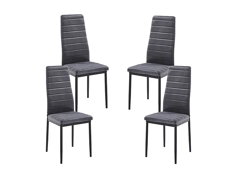 Packs Sillas Comedor - Pack 4 Sillas Lauter Terciopelo - Gris oscuro