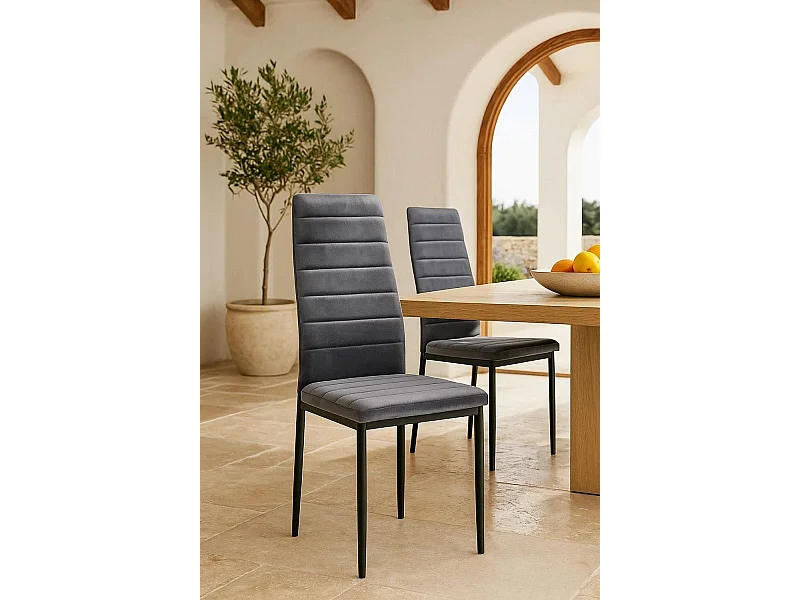 Packs Sillas Comedor - Pack 4 Sillas Lauter Terciopelo - Gris oscuro