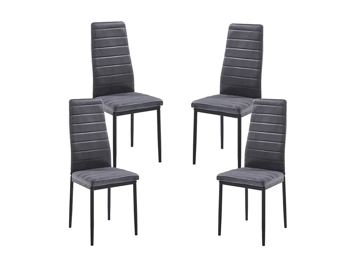 Packs Sillas Comedor - Pack 4 Sillas Lauter Terciopelo - Gris oscuro