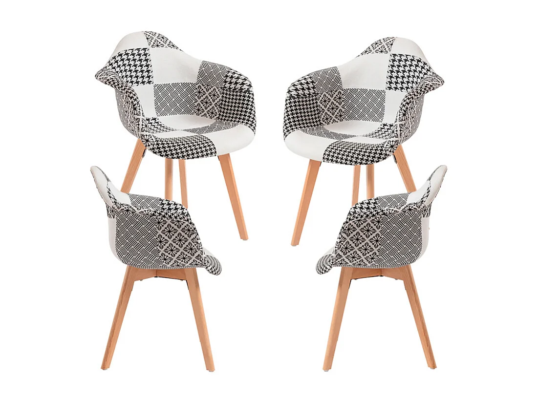 Packs Sillas Comedor - Pack 4 Sillas Belu Patchwork - Patchwork blanco y negro