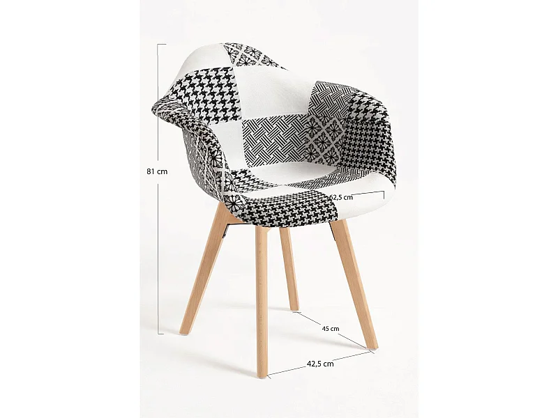Packs Sillas Comedor - Pack 4 Sillas Belu Patchwork - Patchwork blanco y negro