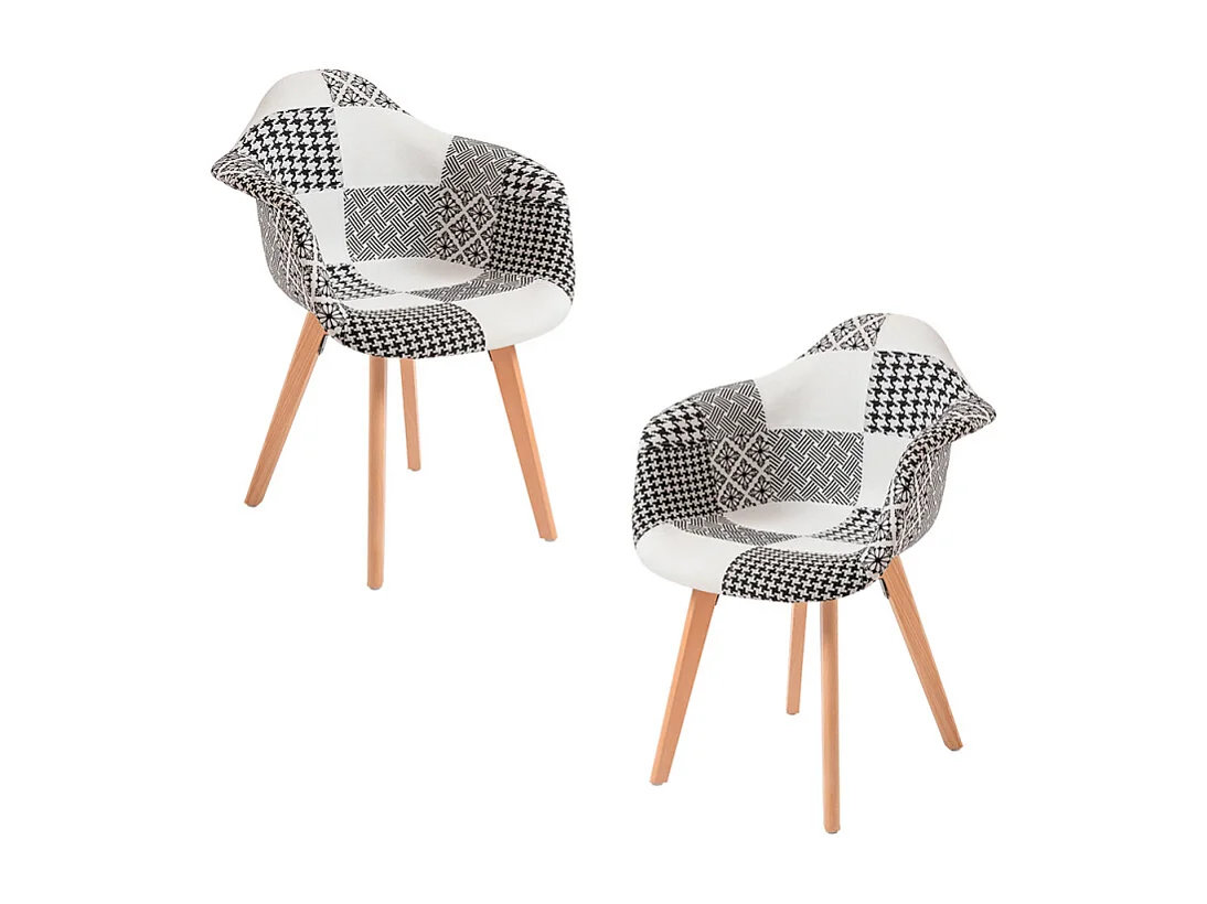 Packs Sillas Comedor - Pack 2 Sillas Belu Patchwork - Patchwork blanco y negro