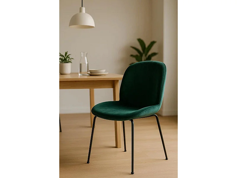 Sillas Comedor - Silla Bille Black Terciopelo - Verde