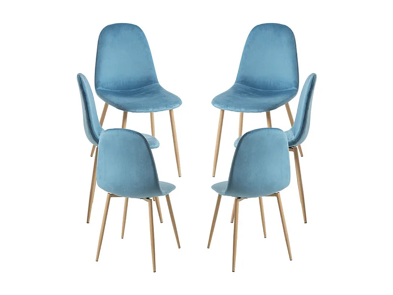 Packs Sillas Comedor - Pack 6 Sillas Teok Terciopelo - Verde azulado