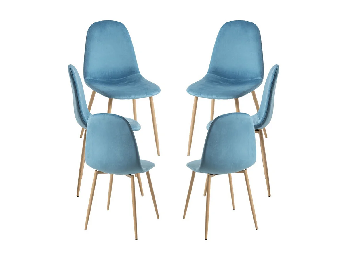 Packs Sillas Comedor - Pack 6 Sillas Teok Terciopelo - Verde azulado