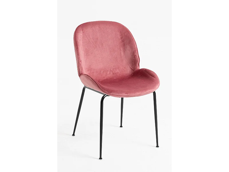 Sillas Comedor - Silla Bille Black Terciopelo - Rosa