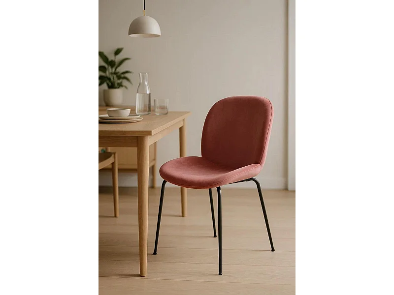 Sillas Comedor - Silla Bille Black Terciopelo - Rosa