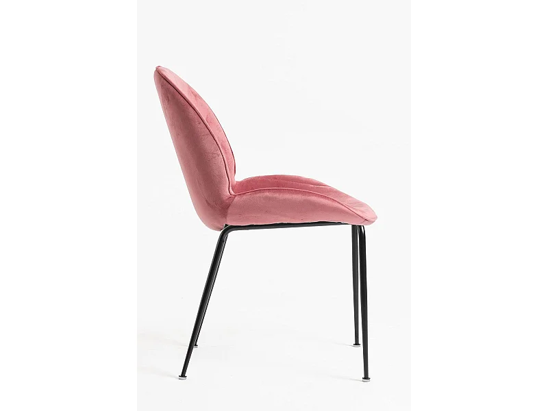 Sillas Comedor - Silla Bille Black Terciopelo - Rosa